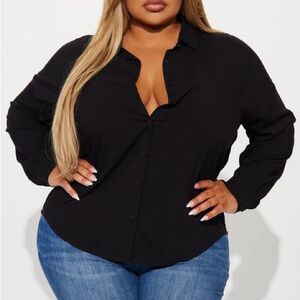 NWT Fashion Nova Black Staying Busy Shirt